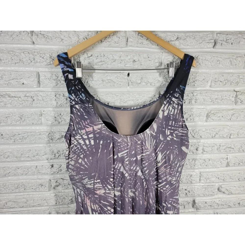 Swimsuits For All Womens Plus 22 One Piece Swimsuit Gray Watercolor Bra WAT99XE